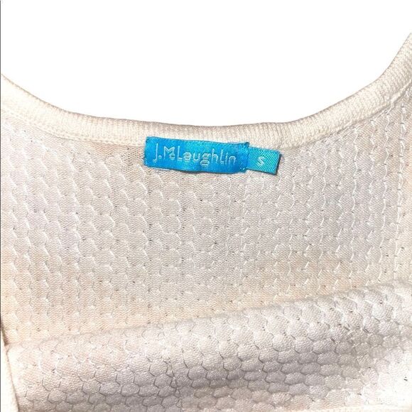 J. McLaughlin Tan Ivory Striped Stretch Georgica Sequin Top - Picture 11 of 13